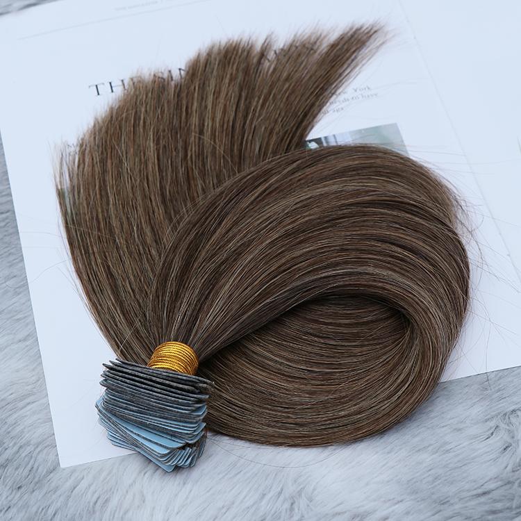 100% Remy Human Hair Extensions European Auburn Brown Highlights Tape-In Hair Extensions (55g - 175g)