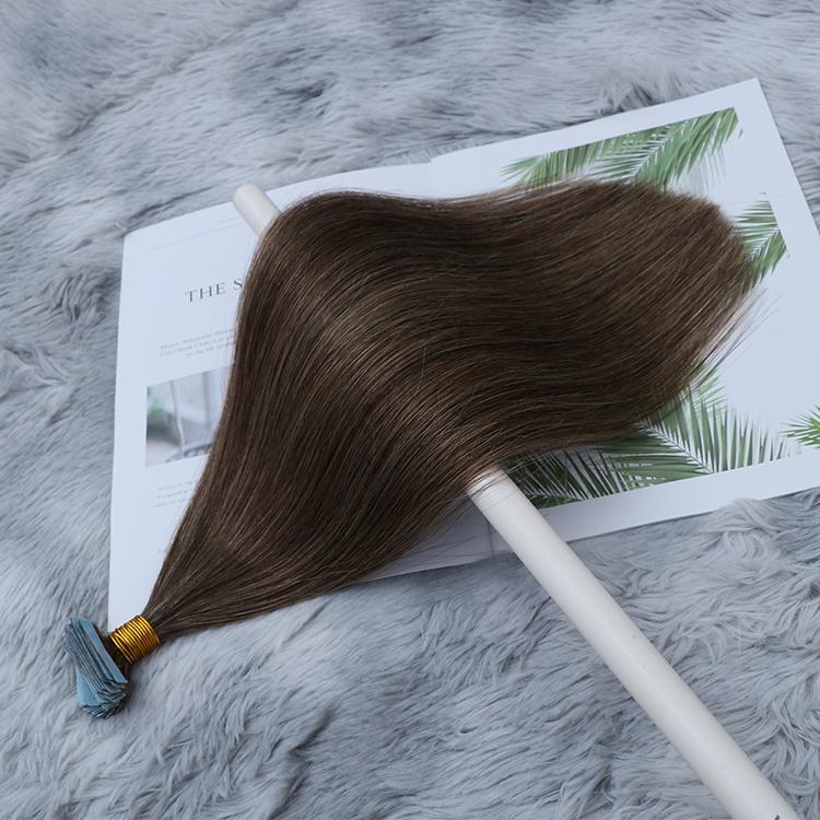 100% Remy Human Hair Extensions European Auburn Brown Highlights Tape-In Hair Extensions (55g - 175g)