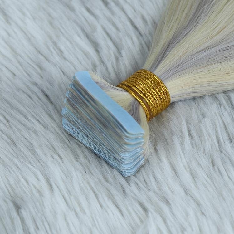 100% Remy Human Hair Extensions - European Ash Blonde Highlights (#60/70) Remy Tape-In hair extensions(55g - 175g)