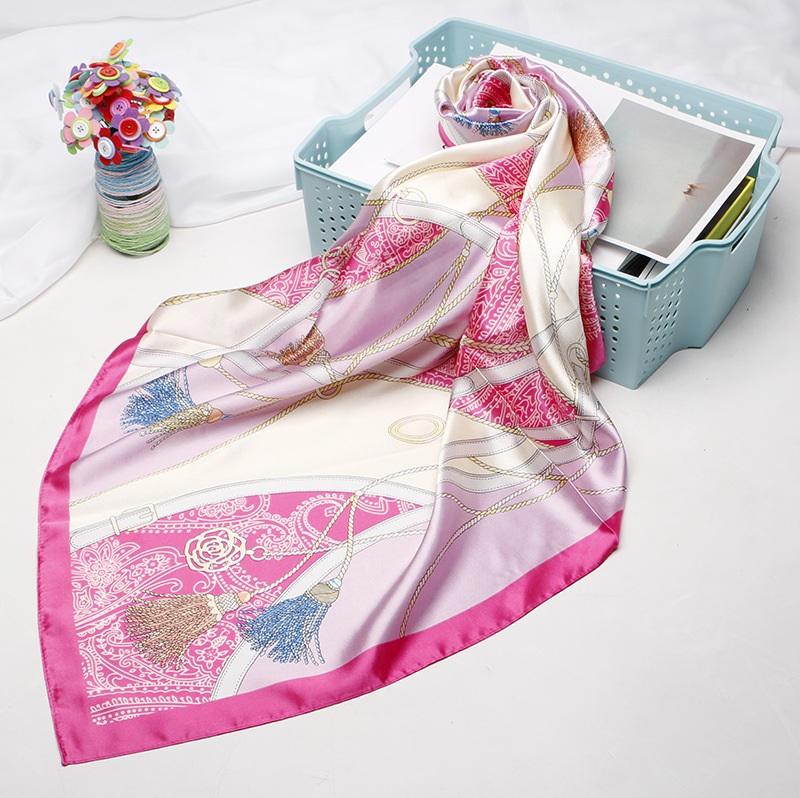 Multi colored Digital Print Silk Satin Hair Scarf - SashBeauty