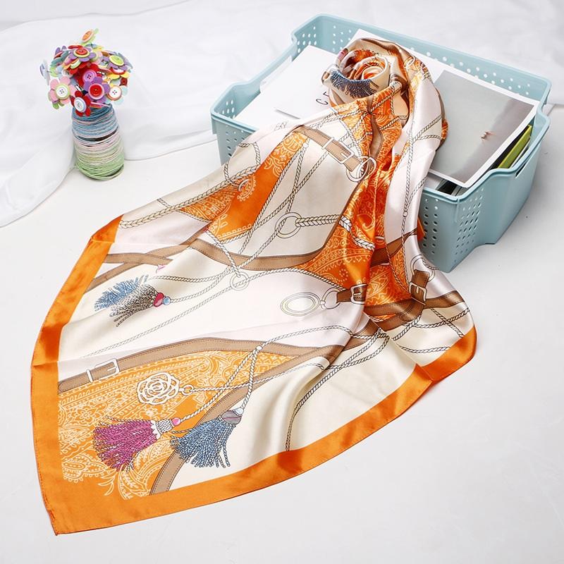 Multi colored Digital Print Silk Satin Hair Scarf - SashBeauty