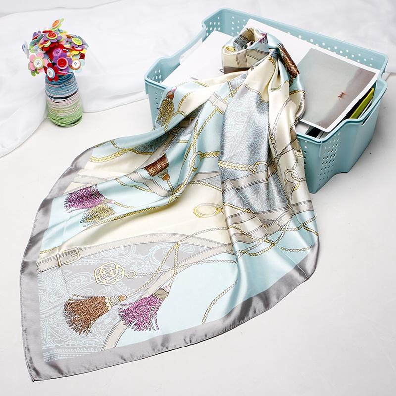 Multi colored Digital Print Silk Satin Hair Scarf - SashBeauty