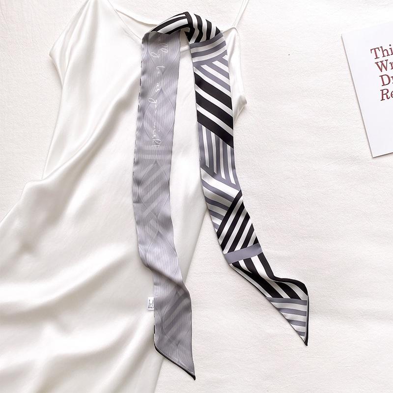Narrow Strip Satin Silk Scarf Accessory - SashBeauty