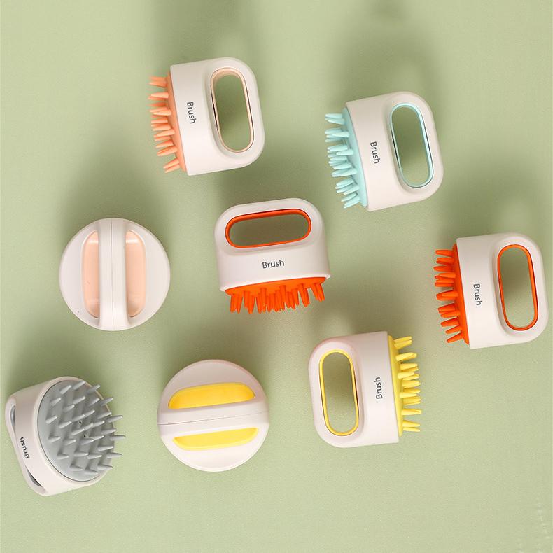 Orange-Pink Non Slip Hand Held Scalp Massage Brush - SashBeauty