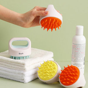 Orange-Pink Non Slip Hand Held Scalp Massage Brush - SashBeauty
