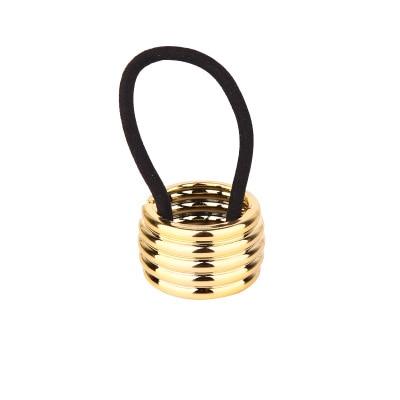 Ponytail Holder: Golden Sparkle Multicolor - Black Glitter Elastic Ring - SashBeauty
