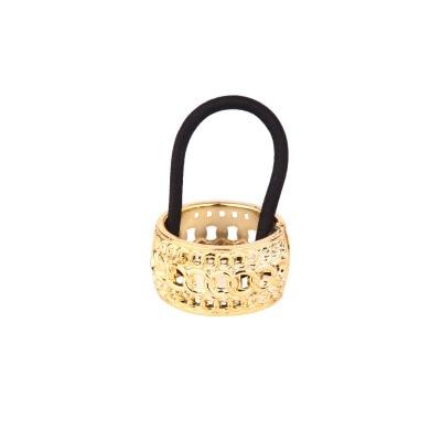 Ponytail Holder: Golden Sparkle Multicolor - Black Glitter Elastic Ring - SashBeauty
