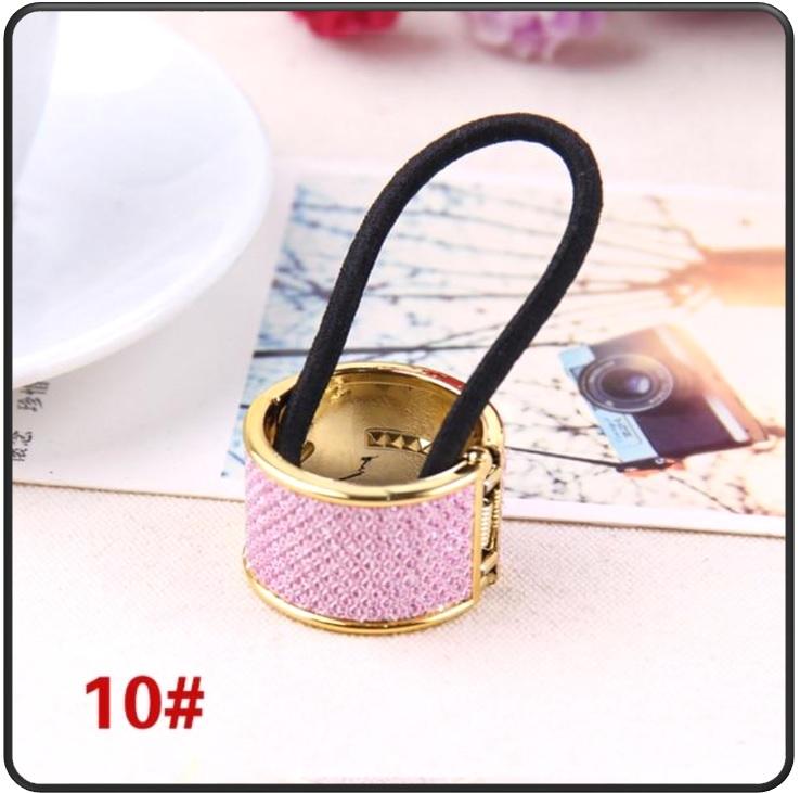 Ponytail Holder: Golden Sparkle Multicolor - Black Glitter Elastic Ring - SashBeauty