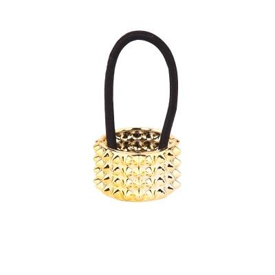 Ponytail Holder: Golden Sparkle Multicolor - Black Glitter Elastic Ring - SashBeauty