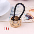Ponytail Holder: Sparkly Bronze Multicolor - Black Glitter Elastic Ring - SashBeauty