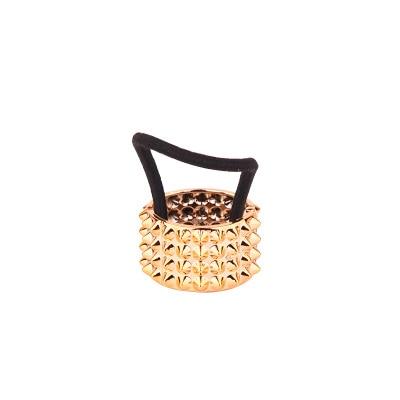 Ponytail Holder: Sparkly Bronze Multicolor - Black Glitter Elastic Ring - SashBeauty