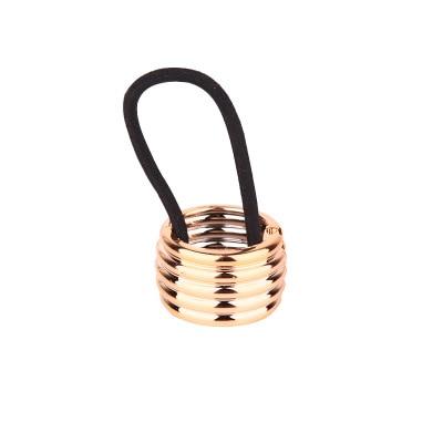 Ponytail Holder: Sparkly Bronze Multicolor - Black Glitter Elastic Ring - SashBeauty