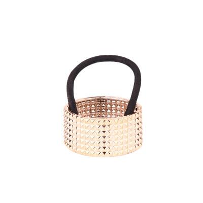 Ponytail Holder: Sparkly Bronze Multicolor - Black Glitter Elastic Ring - SashBeauty