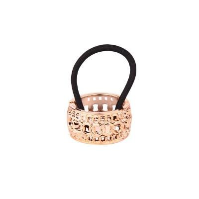 Ponytail Holder: Sparkly Bronze Multicolor - Black Glitter Elastic Ring - SashBeauty