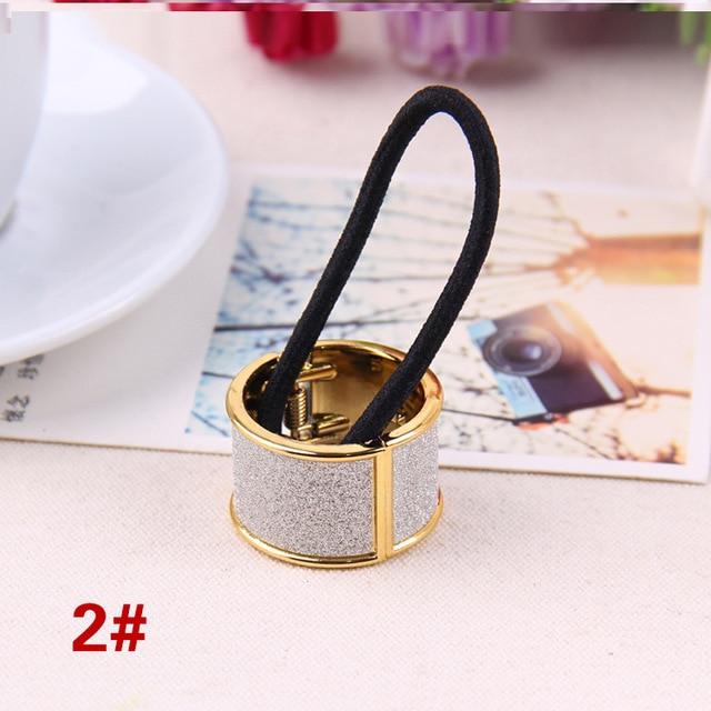 Ponytail Holder: Sparkly Silver Multicolor - Elastic Ring - SashBeauty