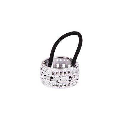 Ponytail Holder: Sparkly Silver Multicolor - Elastic Ring - SashBeauty