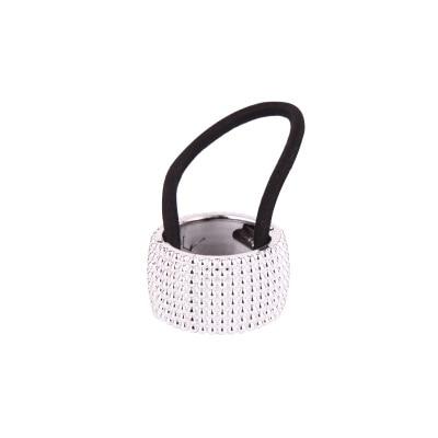 Ponytail Holder: Sparkly Silver Multicolor - Elastic Ring - SashBeauty
