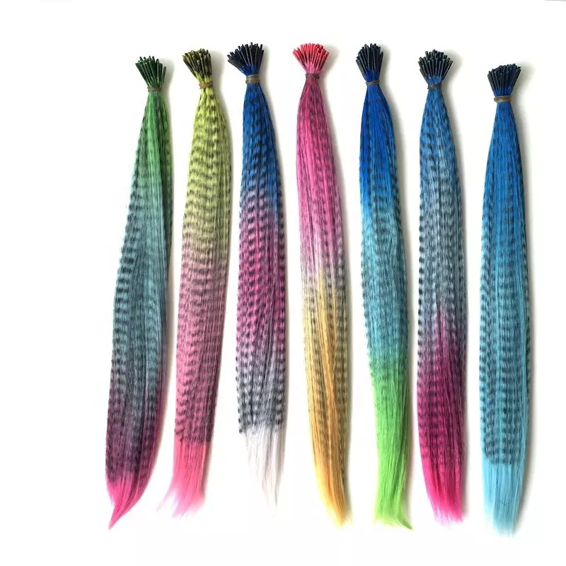 18" yellow/Gold rooster feather hair extensions Kit
