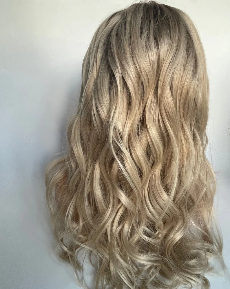Rooted Ash Blonde Wig - HD Silk Base European Hair - Invisible Knots - Natural Hairline