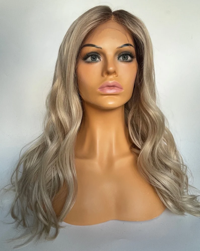 Rooted Ash Blonde Wig - HD Silk Base European Hair - Invisible Knots - Natural Hairline