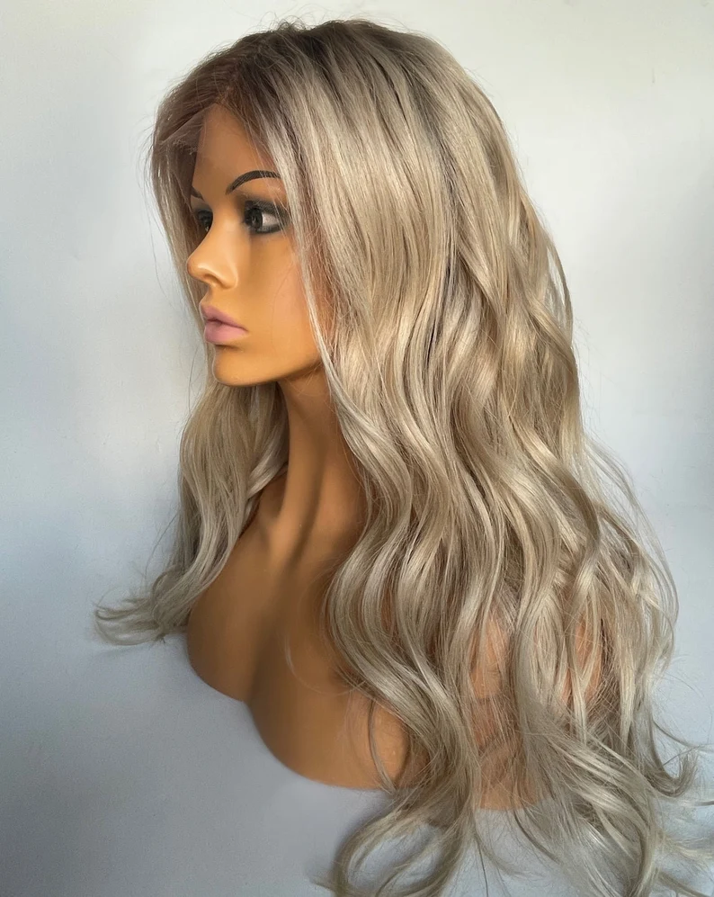 100% Real Human Hair Silk Top Lace Front Wigs for White Women Caucasian  Wavy Ombre Two Tone Black Brown Colored Human Hair Wigs Online -  Canada