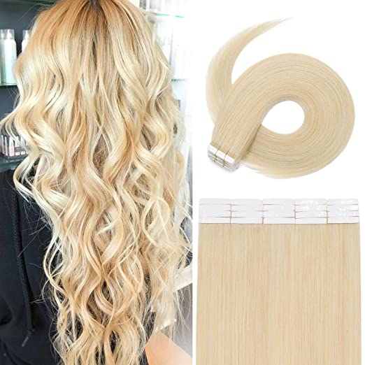 Invisible-tape tape -in Extension - Rooted Platinum Blonde Balayage (R8/613)
