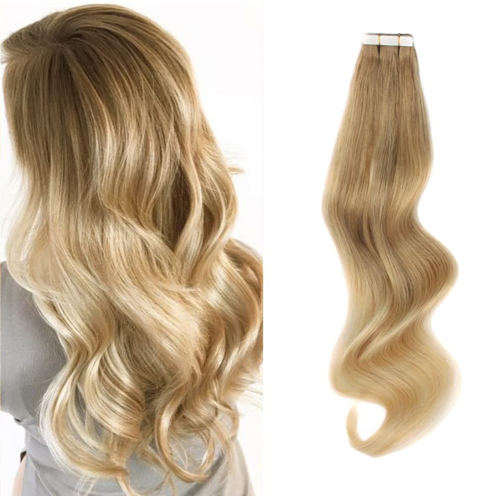 Invisible-tape tape -in Extension - Sandy Blonde Highlights (R18/22)
