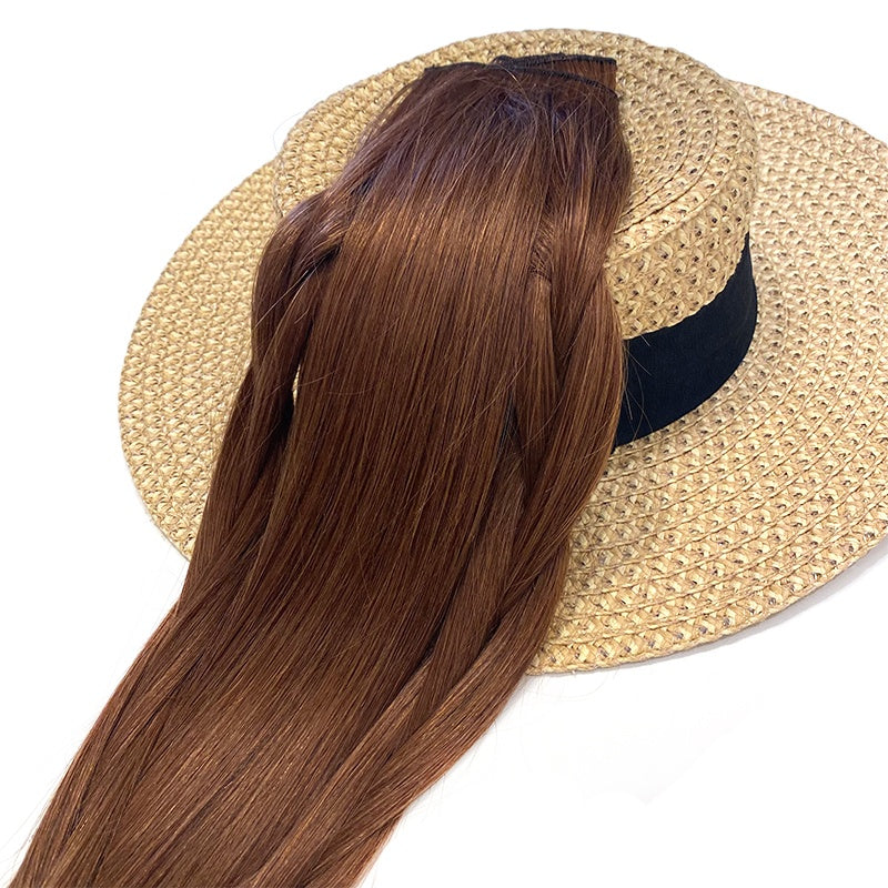 3-Piece Hair Extensions Clip-ons 100% Human Hair Clip-In Remy Hair Extensions - Natural Red