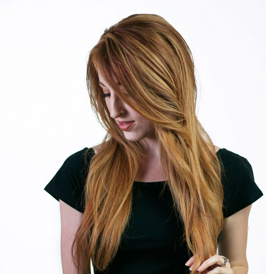100% Remy Human Hair Natural Red Highlights Hair Topper Canada
