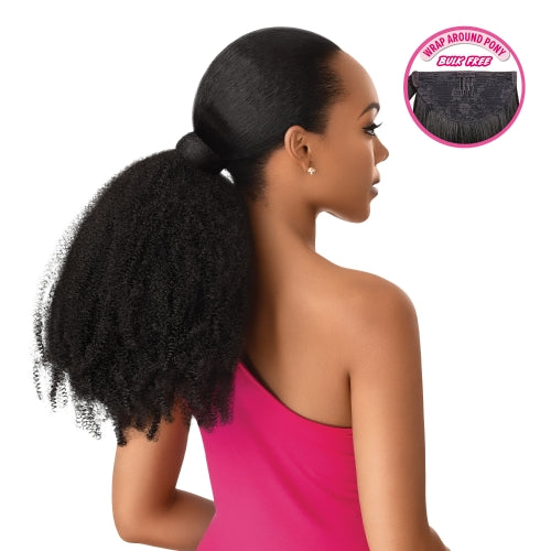 Velcro Strap Kinky Ponytail- Off Black
