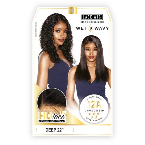 4*4 Lace Front 4A HD Wig Wet N Wavy Deep - Natural color