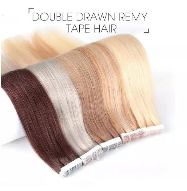 100% Remy Human Hair Extensions European Auburn Brown Highlights Tape-In Hair Extensions (55g - 175g)