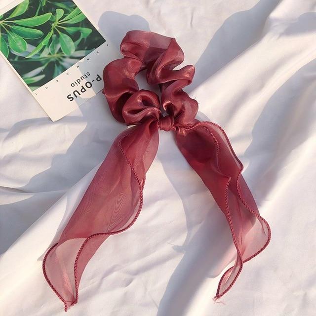 Sashy Burgundy Red Signature Satin Ribbon Scrunchies - SashBeauty