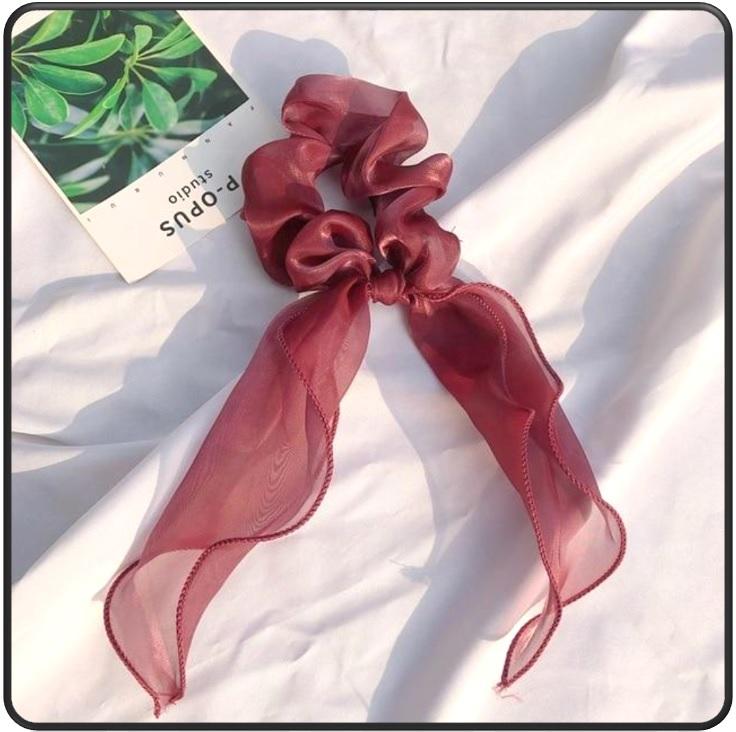 Sashy Burgundy Red Signature Satin Ribbon Scrunchies - SashBeauty