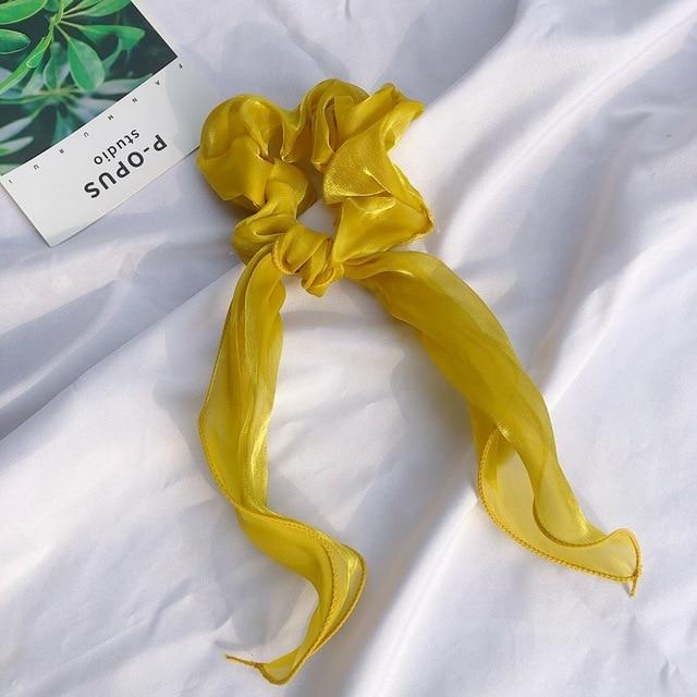 Sashy Golden Signature Satin Ribbon Scrunchies - SashBeauty