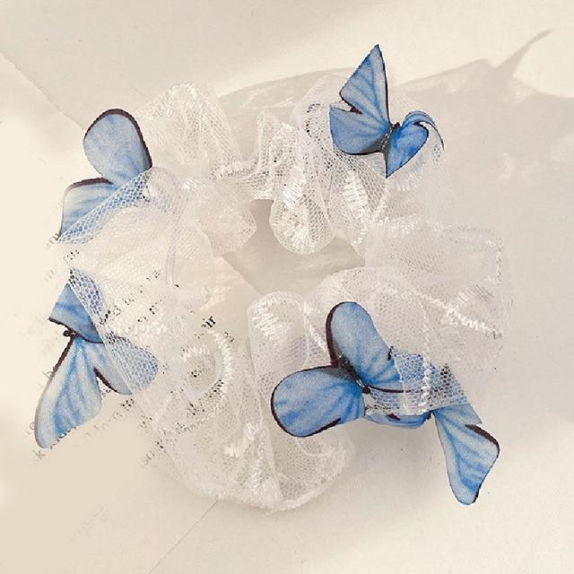 Sashy Ocean Blue Transparent Butterfly - Net Scrunchies - SashBeauty