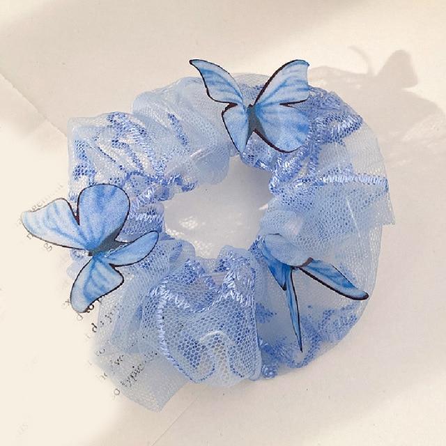 Sashy Ocean Blue Transparent Butterfly - Net Scrunchies - SashBeauty