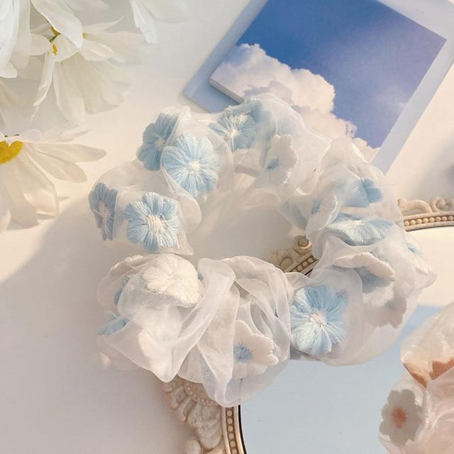 Sashy Ocean Blue Transparent Butterfly - Net Scrunchies - SashBeauty