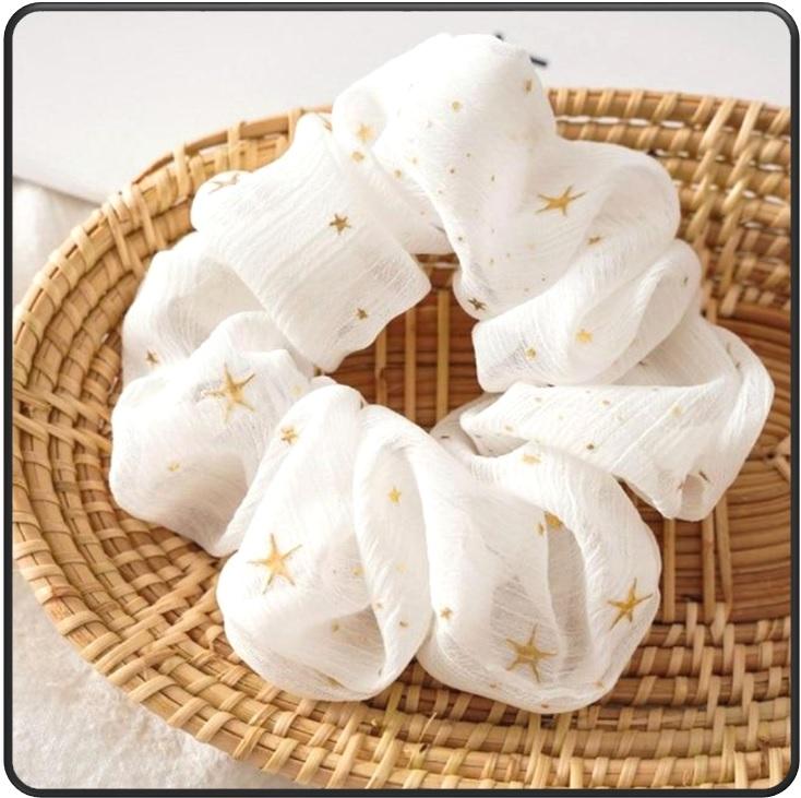 Sashy Oversize Star Gauze Scrunchie Set - SashBeauty