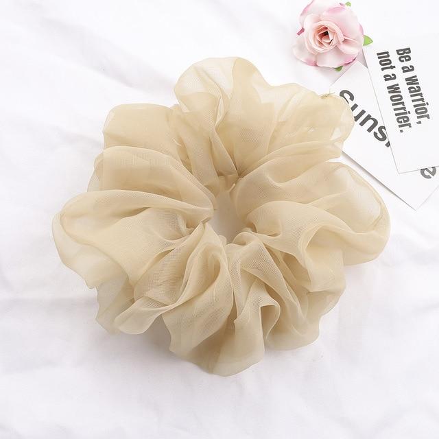 Sashy Oversized Organza Scrunchies - Sky Blue, Teal and Brown - SashBeauty