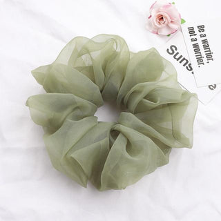 Sashy Oversized Organza Scrunchies - Sky Blue, Teal and Brown - SashBeauty