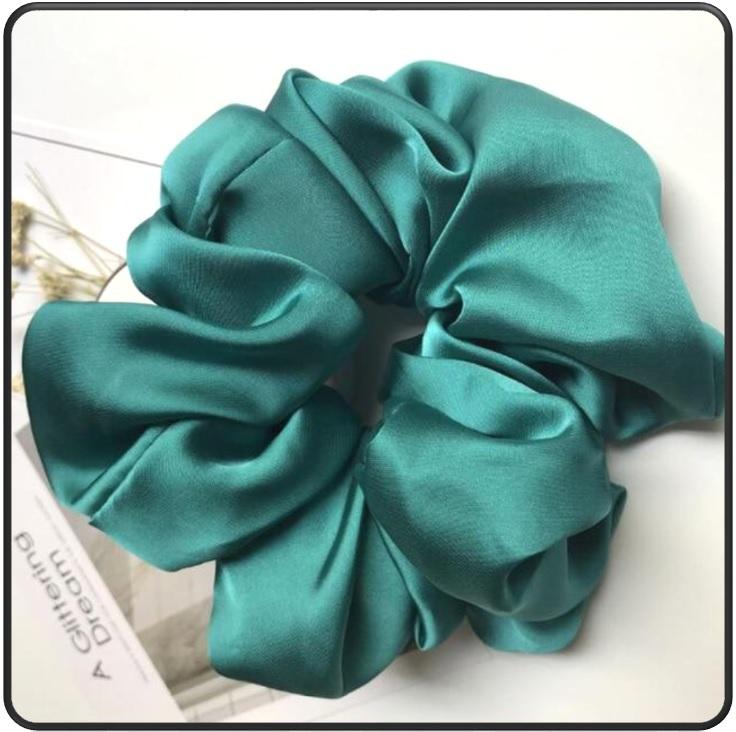 Sashy Oversized Teal Snag-Free Satin Scrunchie Set - SashBeauty