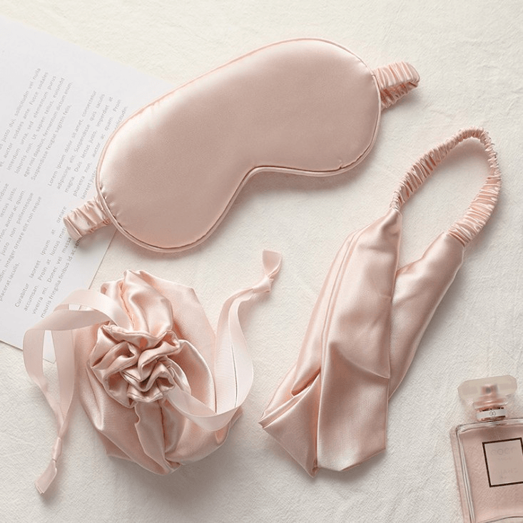 Satin Set of 3 - Headband, Eye Mask and Pouch - SashBeauty