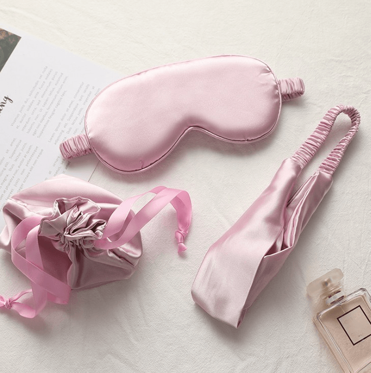 Satin Set of 3 - Headband, Eye Mask and Pouch - SashBeauty