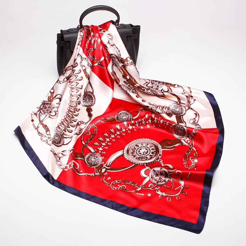 Satin Silk twill Multi -colored Digital Print Scarves - SashBeauty
