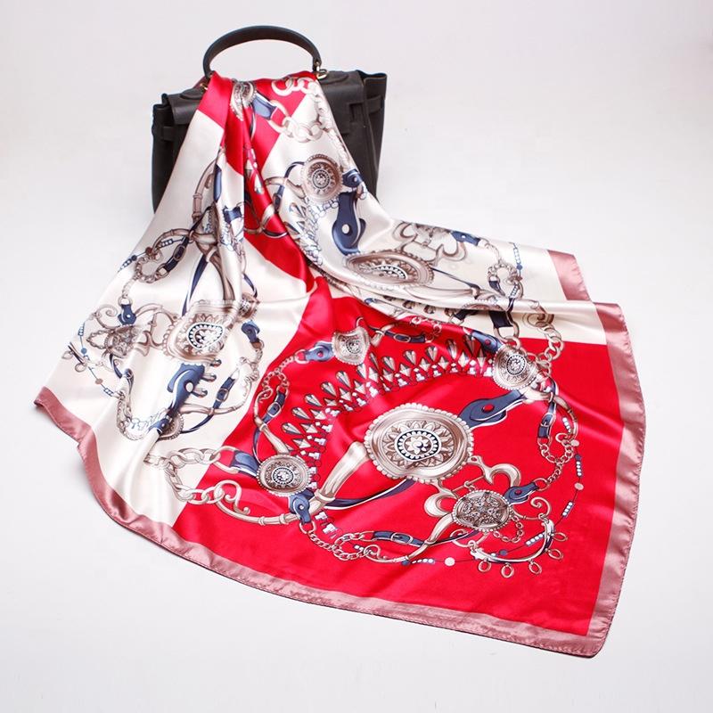 Satin Silk twill Multi -colored Digital Print Scarves - SashBeauty