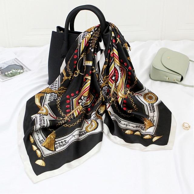 Seamless Satin twill silk print scarves - SashBeauty