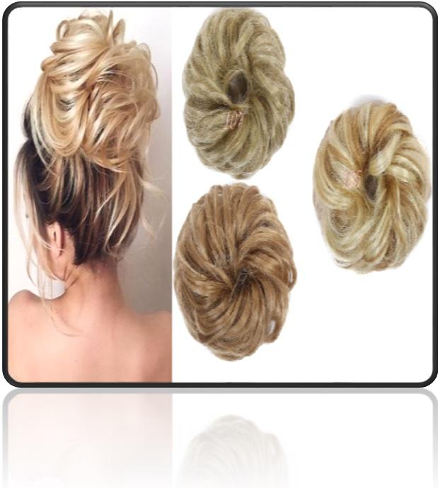 Short Balayage Blonde - Short Chignon Scrunchies - Messy Hair Bun - SashBeauty