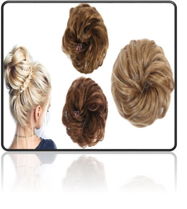 Short Chocolate Brown Chignon - Messy Hair Bun - SashBeauty