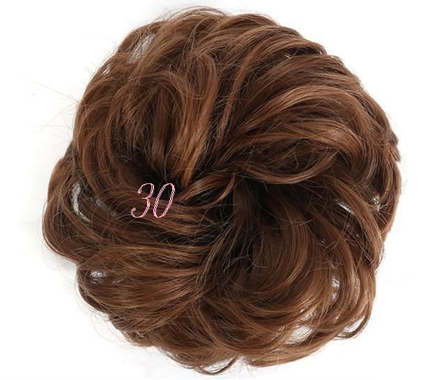 Short Chocolate Brown Chignon - Messy Hair Bun - SashBeauty
